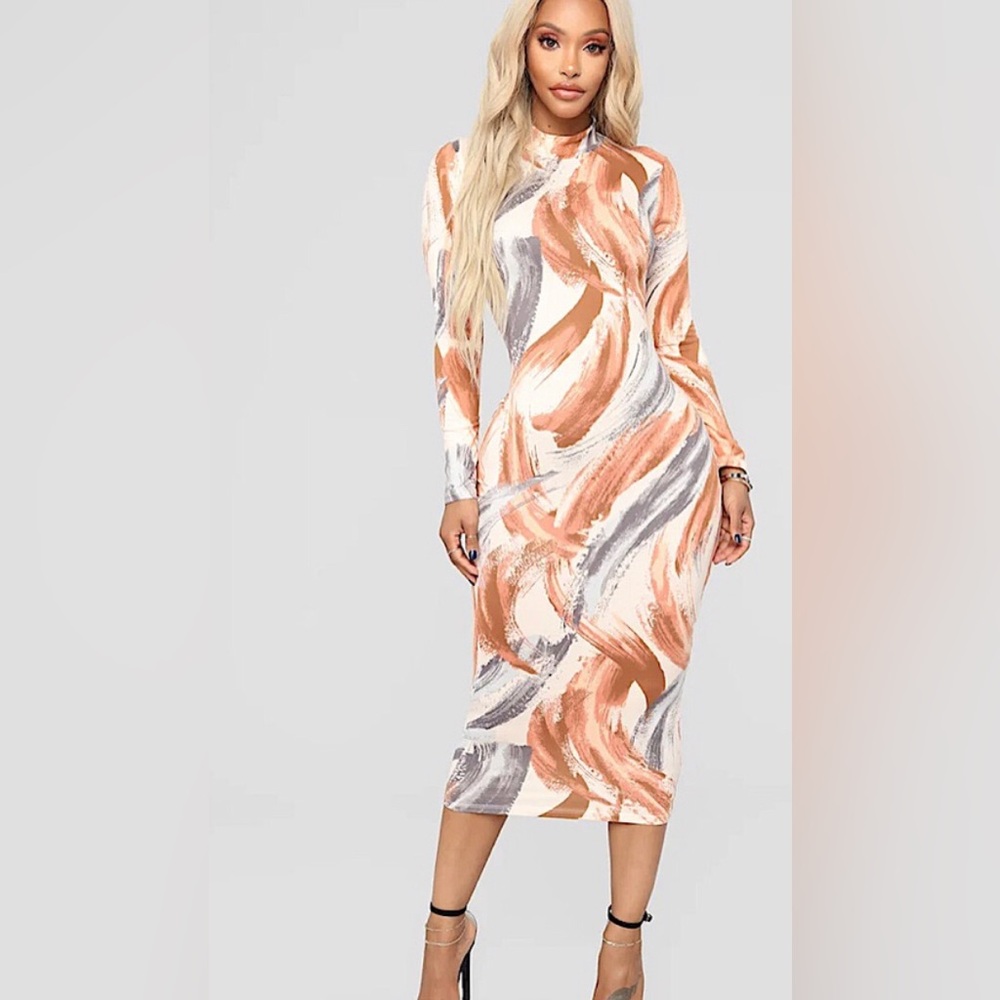 Fashion Nova Elegant Multicolor Swirl Dress